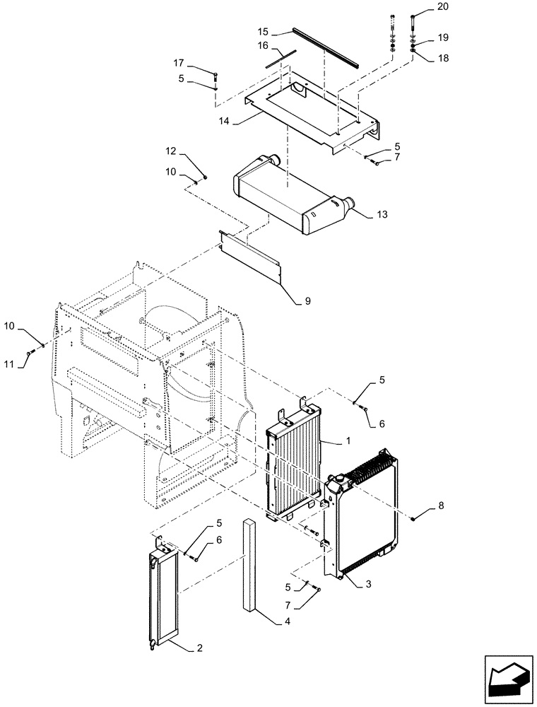 Схема запчастей Case 621F - (10.400.BE[01]) - COOLER INSTALLATION, HEAVY DUTY (10) - ENGINE