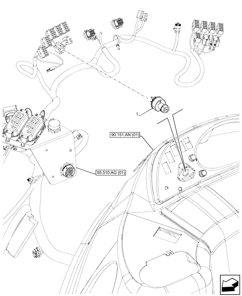 Схема запчастей Case 590SN - (55.201.AH) - IGNITION SWITCH (55) - ELECTRICAL SYSTEMS