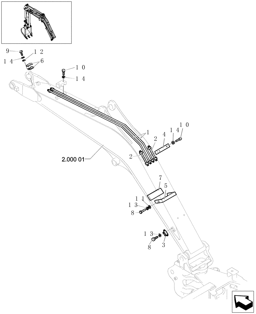 Схема запчастей Case CX22B - (2.000[04]) - LINES BOOM - STD (84) - BOOMS, DIPPERS & BUCKETS