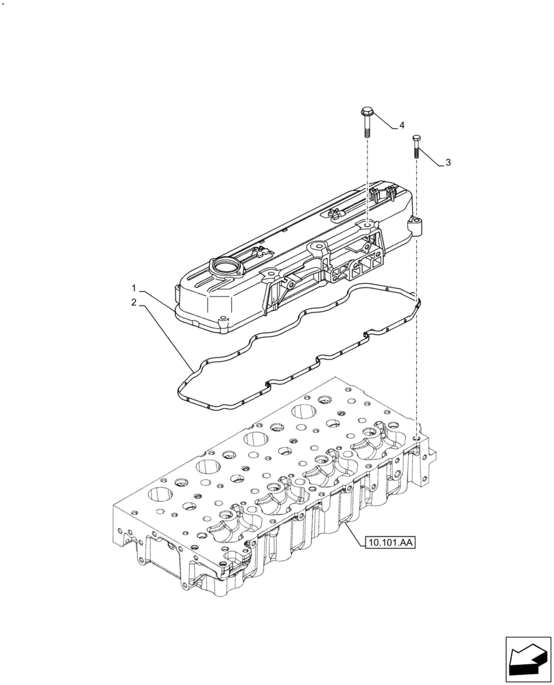 Схема запчастей Case F5BFL413A C001 - (10.101.AB) - VALVE COVER (10) - ENGINE