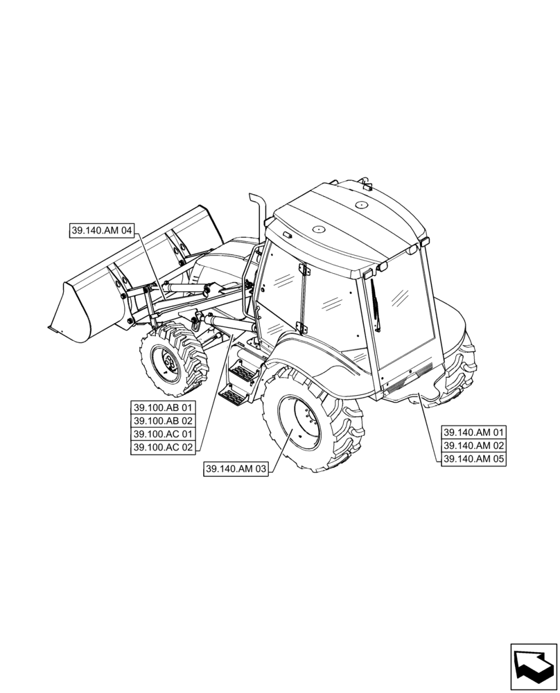 Схема запчастей Case 570N EP - (00.000.39) - PICTORIAL INDEX - FRAMES (00) - GENERAL & PICTORIAL INDEX