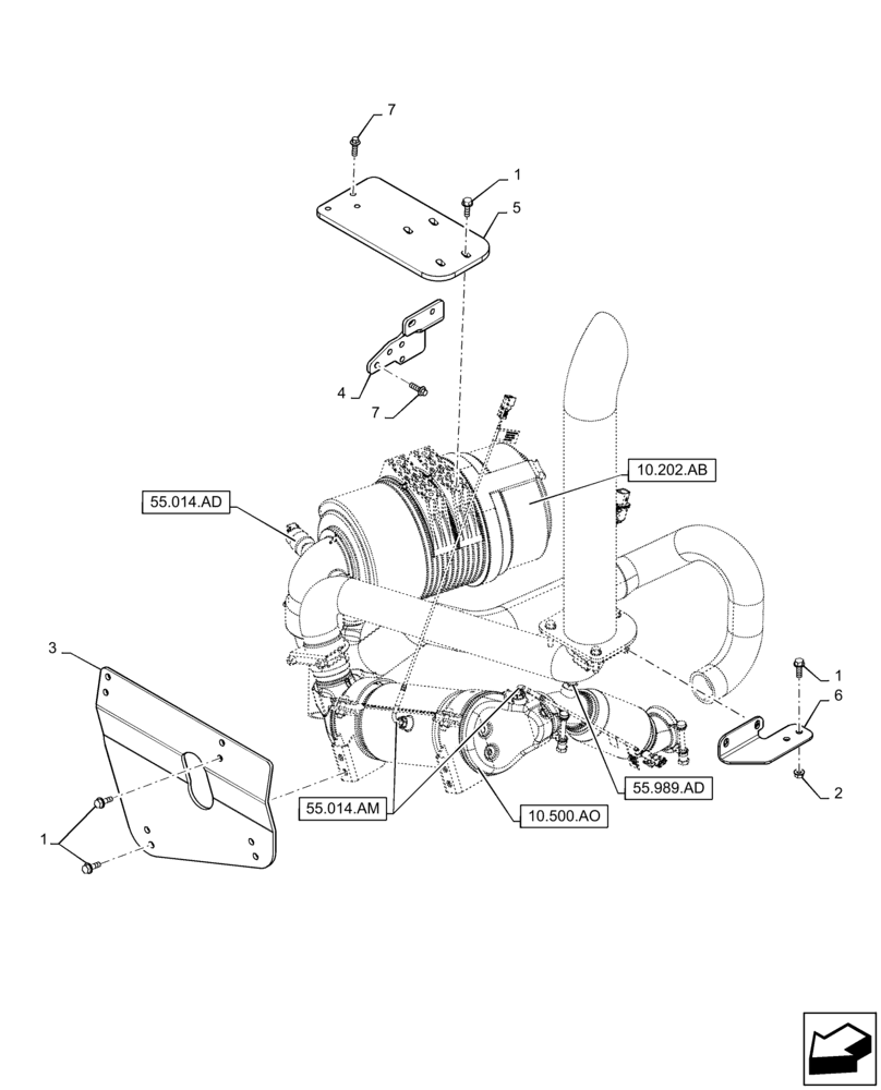 Схема запчастей Case SR240 - (10.254.AD) - INTAKE & EXHAUST, MOUNTING (10) - ENGINE