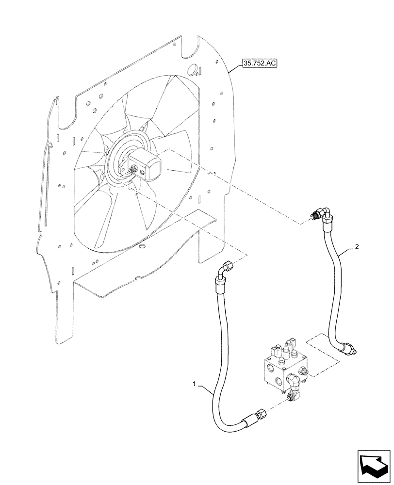 Схема запчастей Case 621F - (35.752.AB) - FAN MOTOR LINE (35) - HYDRAULIC SYSTEMS