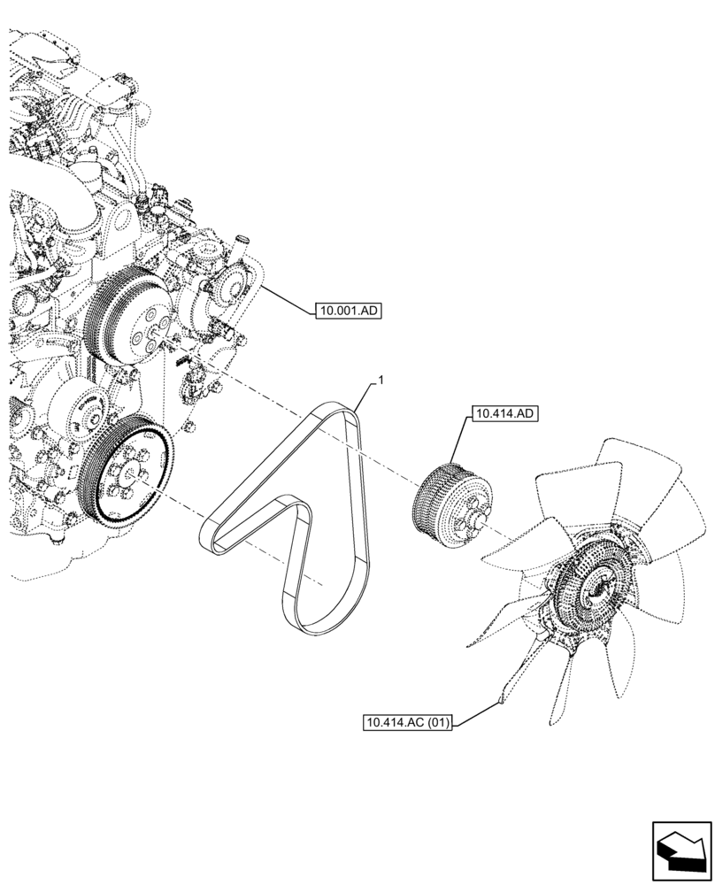 Схема запчастей Case 580SN - (10.414.BE[01]) - ENGINE, BELT (10) - ENGINE