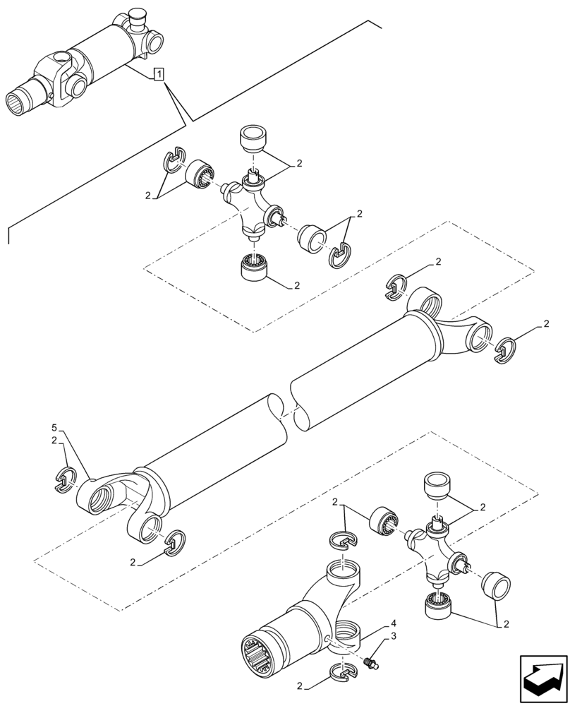 Схема запчастей Case 580SN WT - (23.314.AI[02]) - REAR AXLE, HALF SHAFT, COMPONENTS (23) - FOUR WHEEL DRIVE SYSTEM