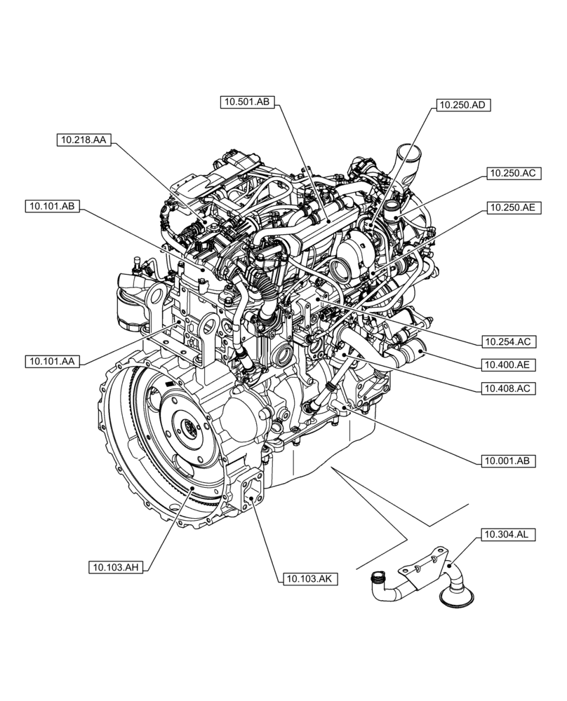 Схема запчастей Case F5BFL413A B007 - (10.000.00[02]) - SECTION INDEX - ENGINE (10) - ENGINE