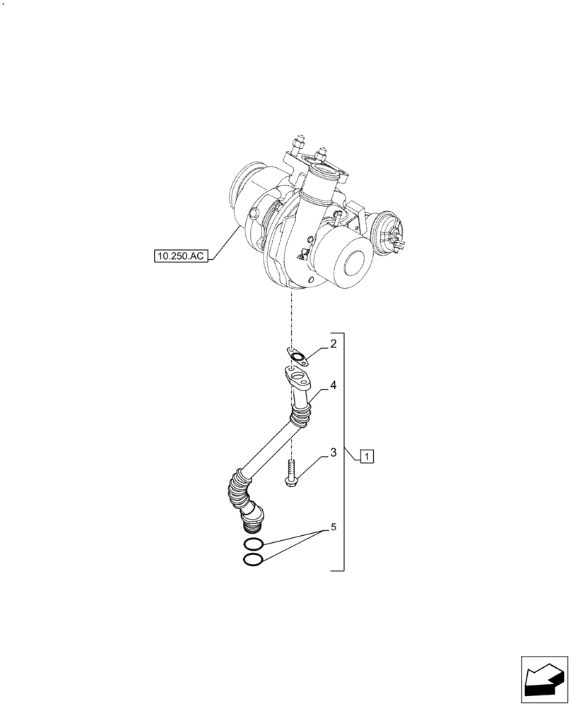 Схема запчастей Case F5BFL413A B007 - (10.250.AE) - TURBOCHARGER LINE (10) - ENGINE