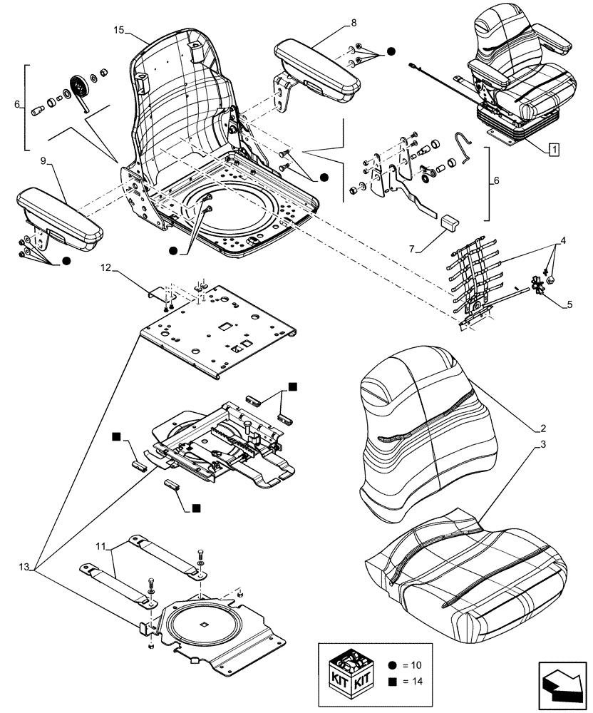 Схема запчастей Case 570NXT - (90.120.BB[02]) - VAR 747770, 747851 - SEAT, MECHANICAL SUSPENSION (90) - PLATFORM, CAB, BODYWORK AND DECALS