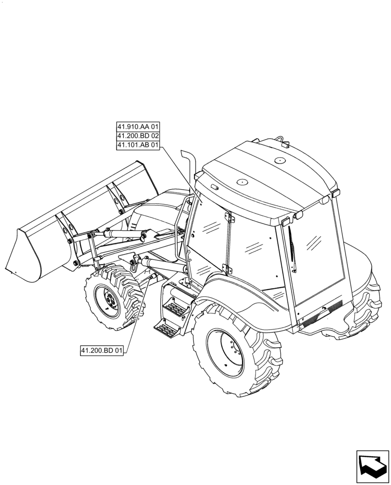 Схема запчастей Case 570N EP - (41.000.00) - SECTION INDEX - STEERING, 2WD (41) - STEERING
