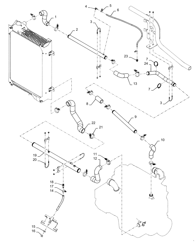 Схема запчастей Case 621F - (10.400.AP[03]) - COOLING SYSTEM LINE, HEAVY DUTY (10) - ENGINE