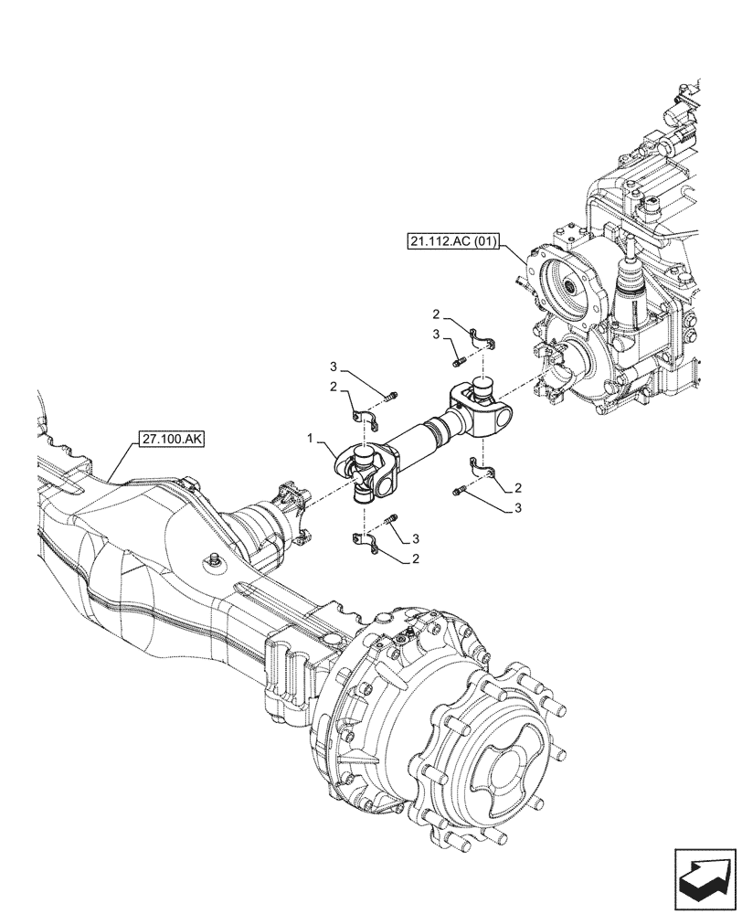 Схема запчастей Case 580N EP - (23.314.AI) - REAR AXLE, HALF SHAFT (23) - FOUR WHEEL DRIVE SYSTEM