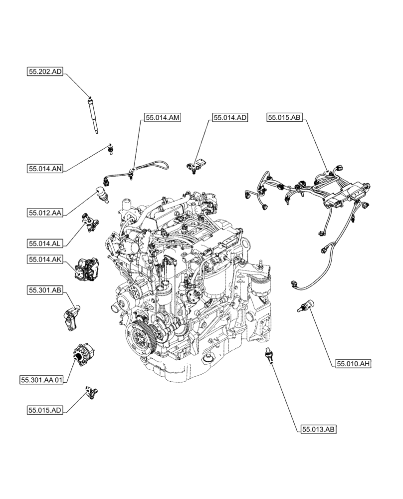 Схема запчастей Case F5HFL463D F008 - (55.000.00) - SECTION INDEX - ELECTRIC SYSTEM CONTROL (55) - ELECTRICAL SYSTEMS