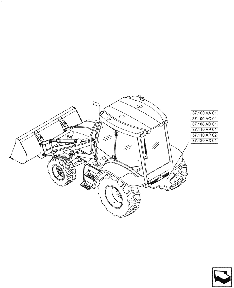 Схема запчастей Case 570N EP - (00.000.37) - PICTORIAL INDEX - 3 POINT HITCH (00) - GENERAL & PICTORIAL INDEX