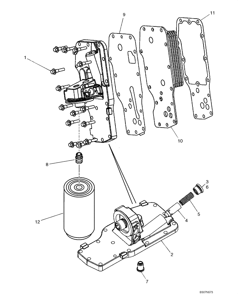 Схема запчастей Case 850L - (02-34) - OIL FILTER AND COOLER (02) - ENGINE