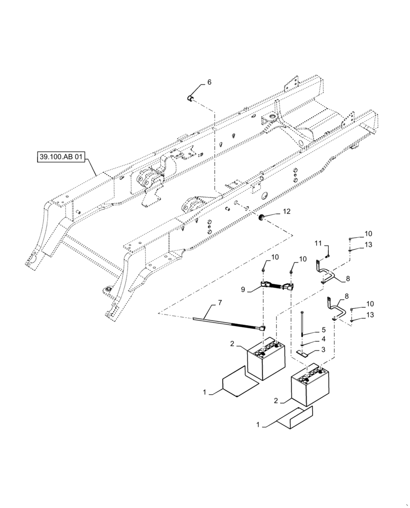 Схема запчастей Case 586H - (55.302.AG[02]) - VAR - 423093 - DUAL BATTERY INSTALL (55) - ELECTRICAL SYSTEMS