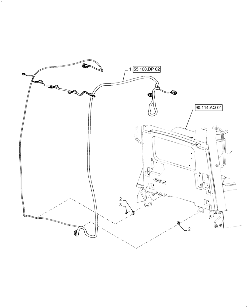 Схема запчастей Case 588H - (55.100.DP[01]) - ROPS HARNESS INSTALLATION (55) - ELECTRICAL SYSTEMS