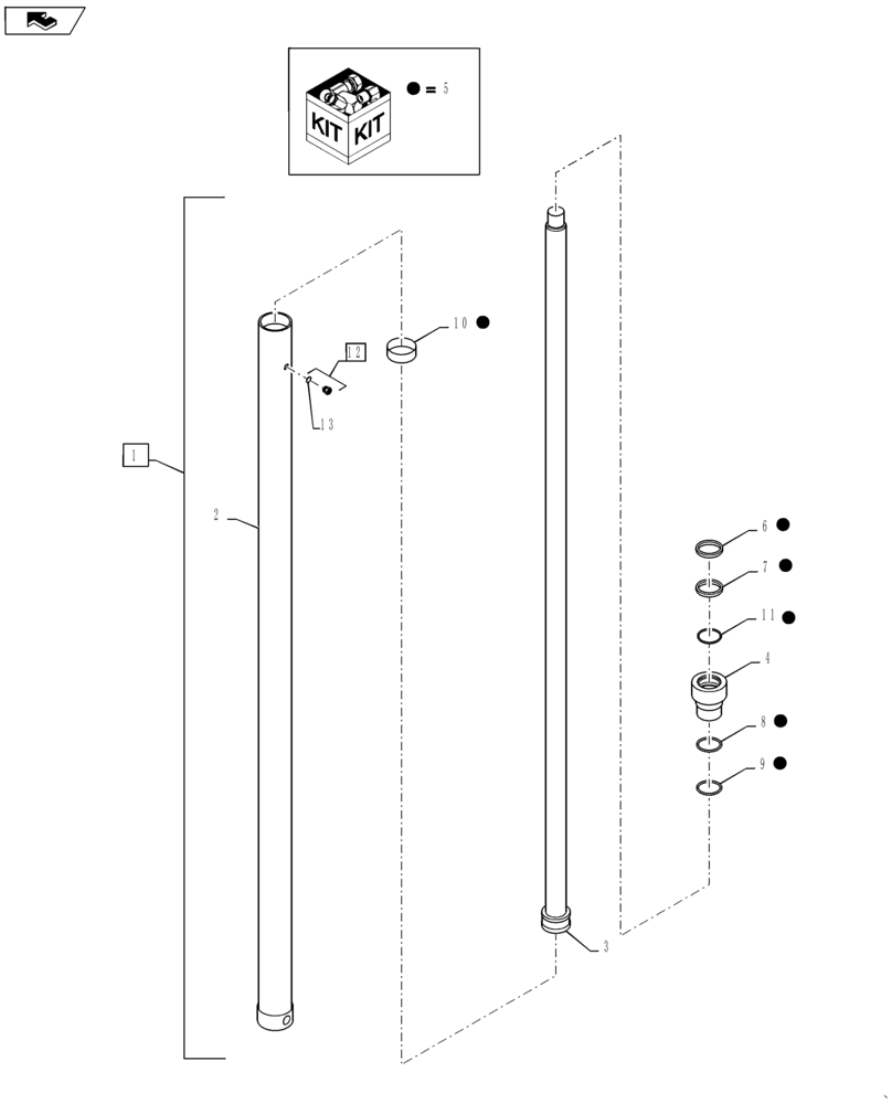 Схема запчастей Case 586H - (35.740.AE[02]) - 6000 LB, 22 FT, 3 STAGE, CYLINDER, ASSY (35) - HYDRAULIC SYSTEMS