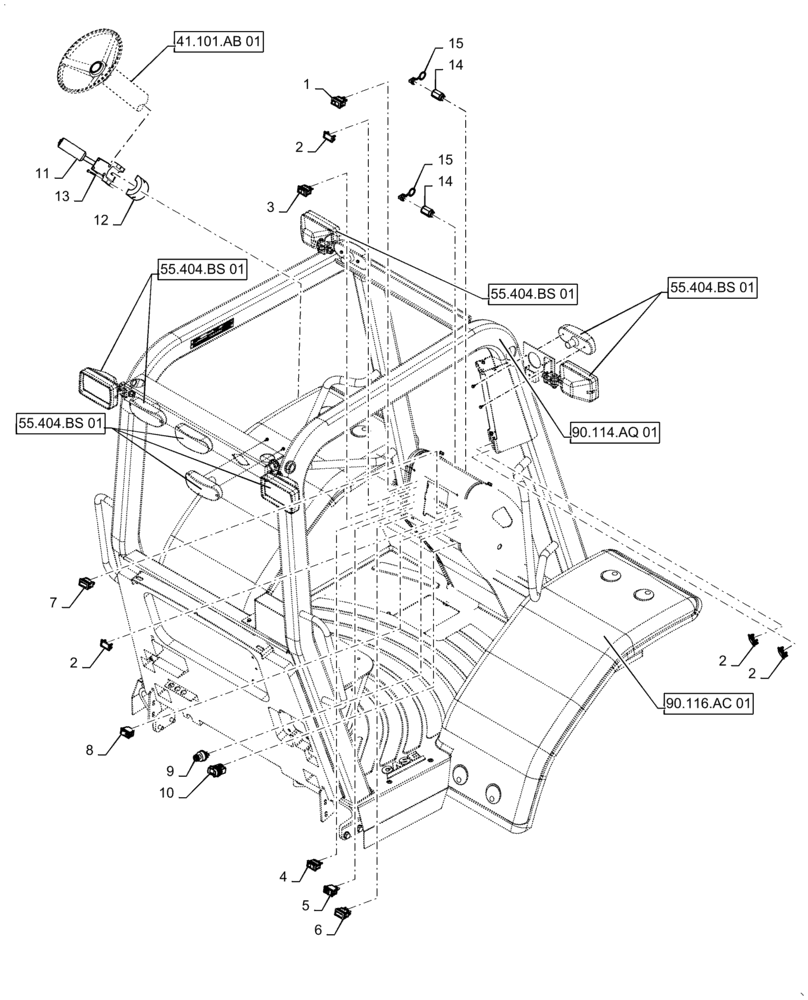 Схема запчастей Case 588H - (55.512.BY[01]) - CAB CONTROL SWITCHES (55) - ELECTRICAL SYSTEMS