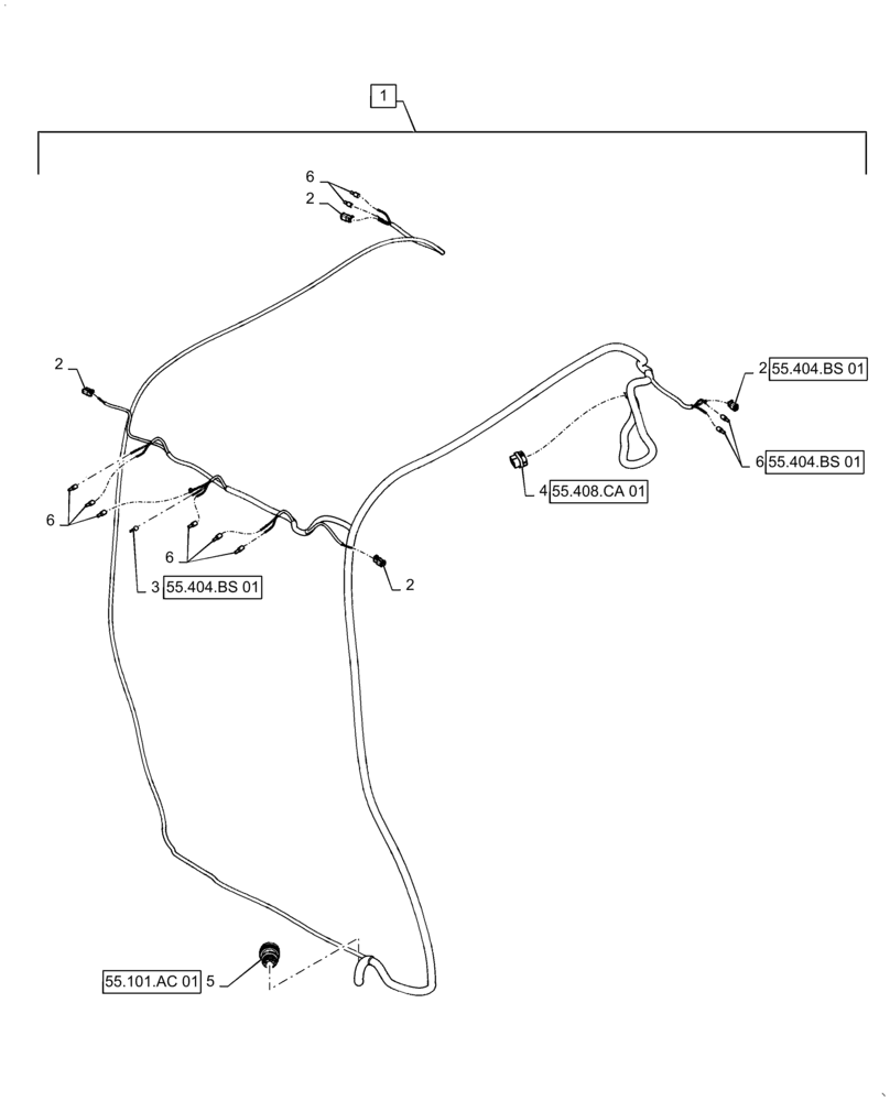 Схема запчастей Case 588H - (55.100.DP[02]) - ROPS HARNESS ASSEMBLY (55) - ELECTRICAL SYSTEMS