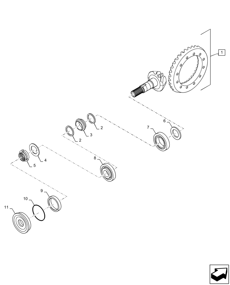 Схема запчастей Case 588H - (25.310.AF[01]) - DRIVE AXLE, RING & PINION (25) - FRONT AXLE SYSTEM