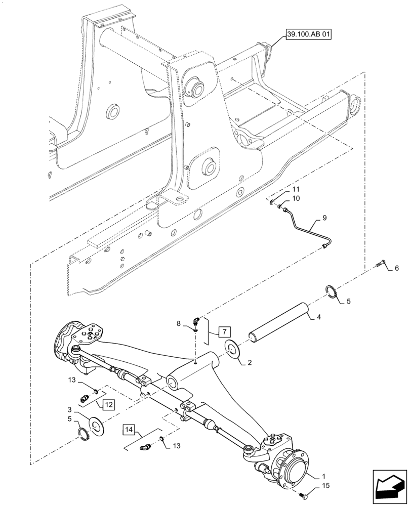 Схема запчастей Case 586H - (27.550.AJ[01]) - STEERING AXLE - 2WD (27) - REAR AXLE SYSTEM