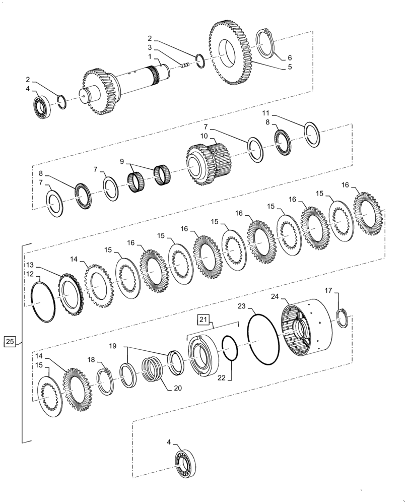 Схема запчастей Case 621F - (21.507.AF[11]) - TRANSMISSION, FOURTH CLUTCH ASSEMBLY (21) - TRANSMISSION