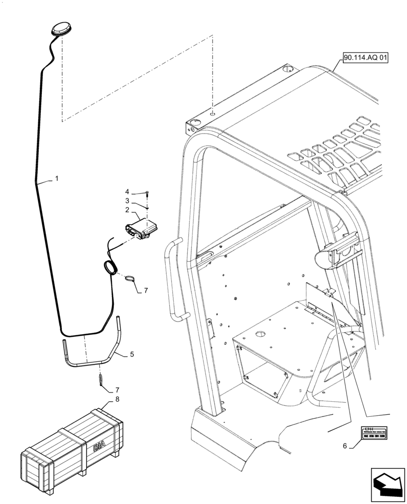 Схема запчастей Case 586H - (55.991.AE[01]) - VAR - 745121 - TELEMATIC SYSTEM, SEAT, NON-SUSPENSION (55) - ELECTRICAL SYSTEMS