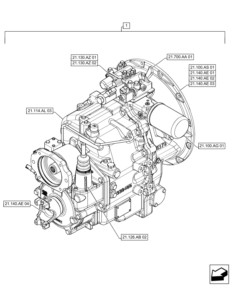 Схема запчастей Case 586H - (21.114.AL[01]) - TRANSMISSION, 4WD (21) - TRANSMISSION