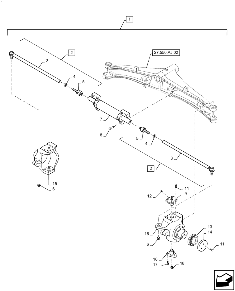 Схема запчастей Case 588H - (27.550.AM[01]) - STEERING AXLE, SWIVEL CONNECTION - 2WD (27) - REAR AXLE SYSTEM