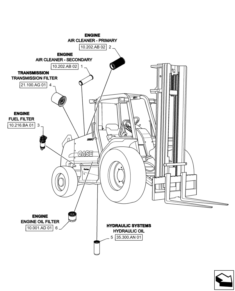 Схема запчастей Case 586H - (05.100.03) - FILTERS (05) - SERVICE & MAINTENANCE