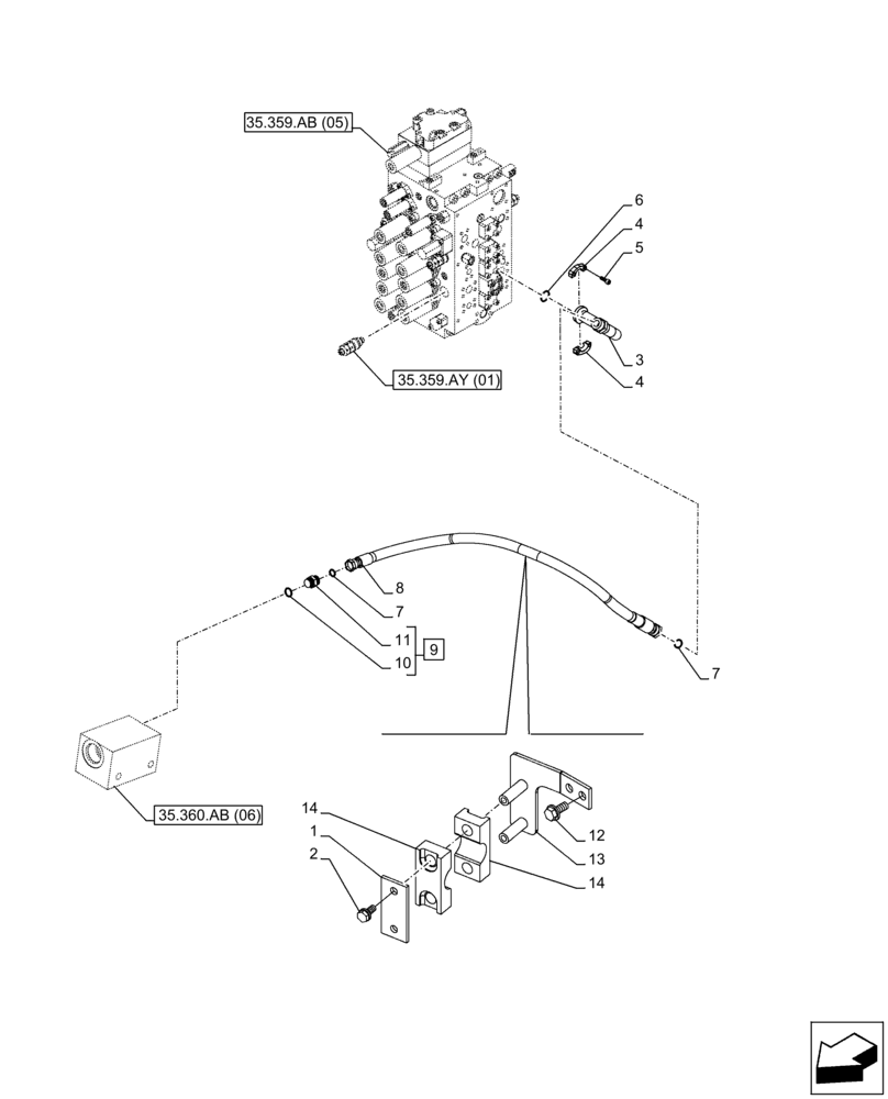 Схема запчастей Case CX300D LC - (35.360.AB[07]) - VAR - 461871 - SHEARS, LINE, AUXILIARY CIRCUIT, W/ ELECTRICAL PROPORTIONAL CONTROL (35) - HYDRAULIC SYSTEMS