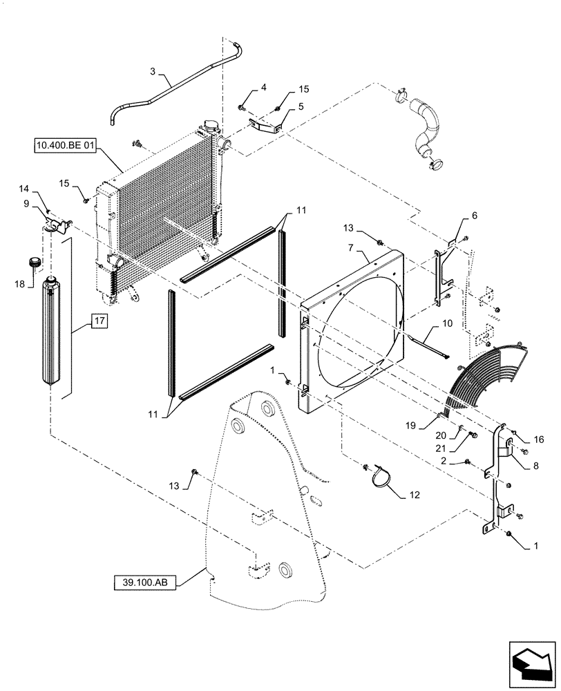 Схема запчастей Case TR310 - (10.414.AC) - FAN SHROUD MOUNTING PARTS (10) - ENGINE