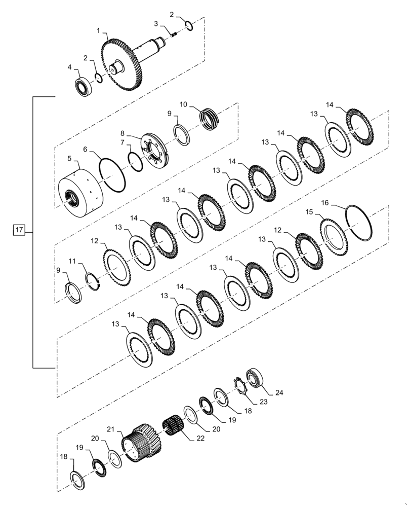 Схема запчастей Case 621F - (21.155.AN[04]) - 1ST GEAR CLUTCH ASSEMBLY (21) - TRANSMISSION