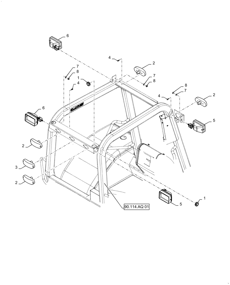 Схема запчастей Case 588H - (55.404.BS[01]) - CAB LIGHTING INSTALLATION (55) - ELECTRICAL SYSTEMS