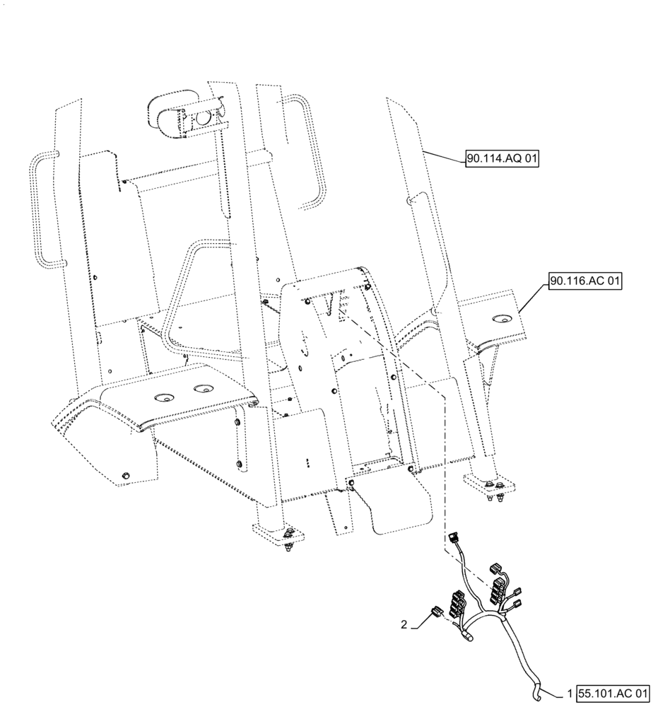 Схема запчастей Case 586H - (55.100.AX[01]) - FRONT CONSOLE HARNESS INSTALLATION (55) - ELECTRICAL SYSTEMS