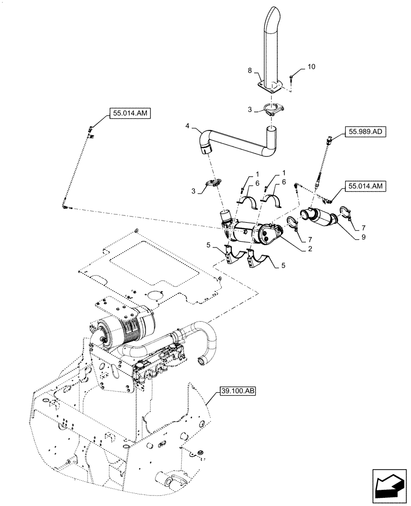 Схема запчастей Case SR240 - (10.500.AO) - MUFFLER CATALYST (10) - ENGINE