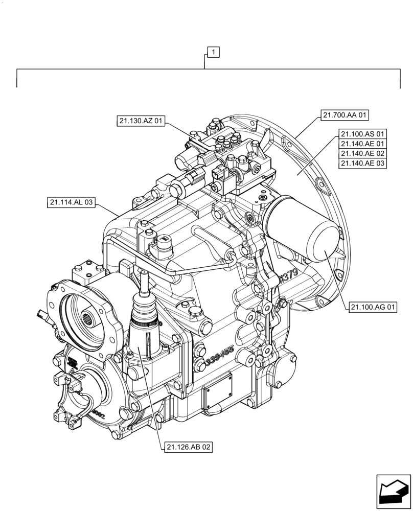 Схема запчастей Case 588H - (21.114.AL[01]) - TRANSMISSION, 2WD (21) - TRANSMISSION