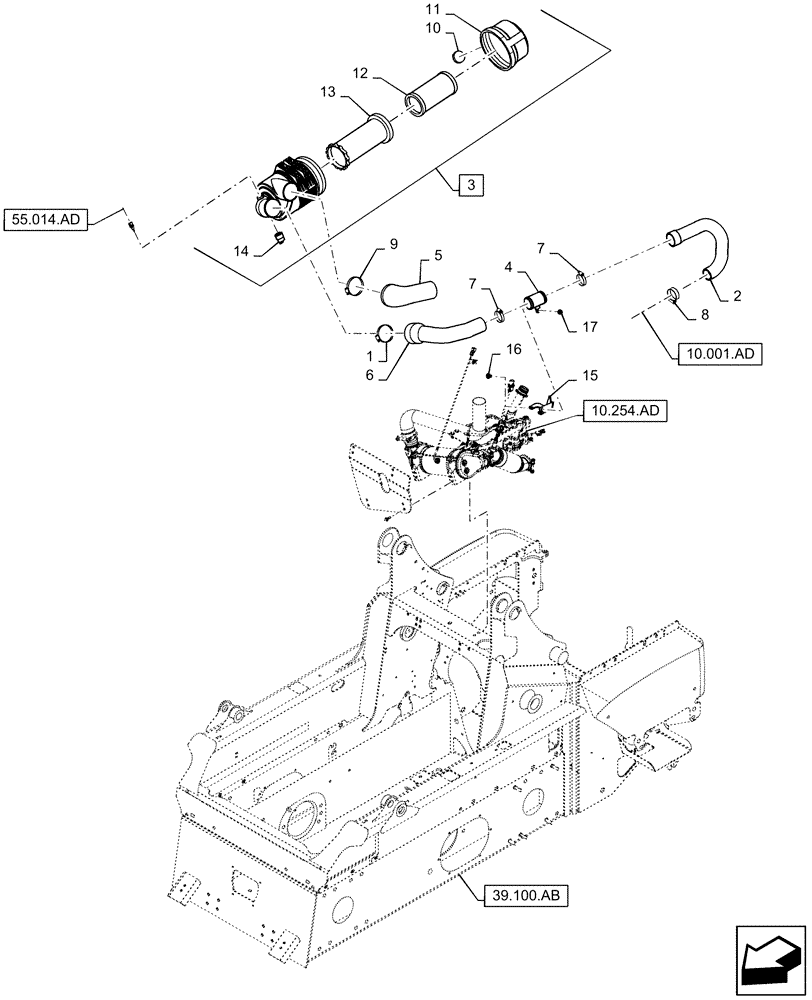 Схема запчастей Case SV280 - (10.202.AB) - AIR CLEANER & INTAKE PARTS (10) - ENGINE