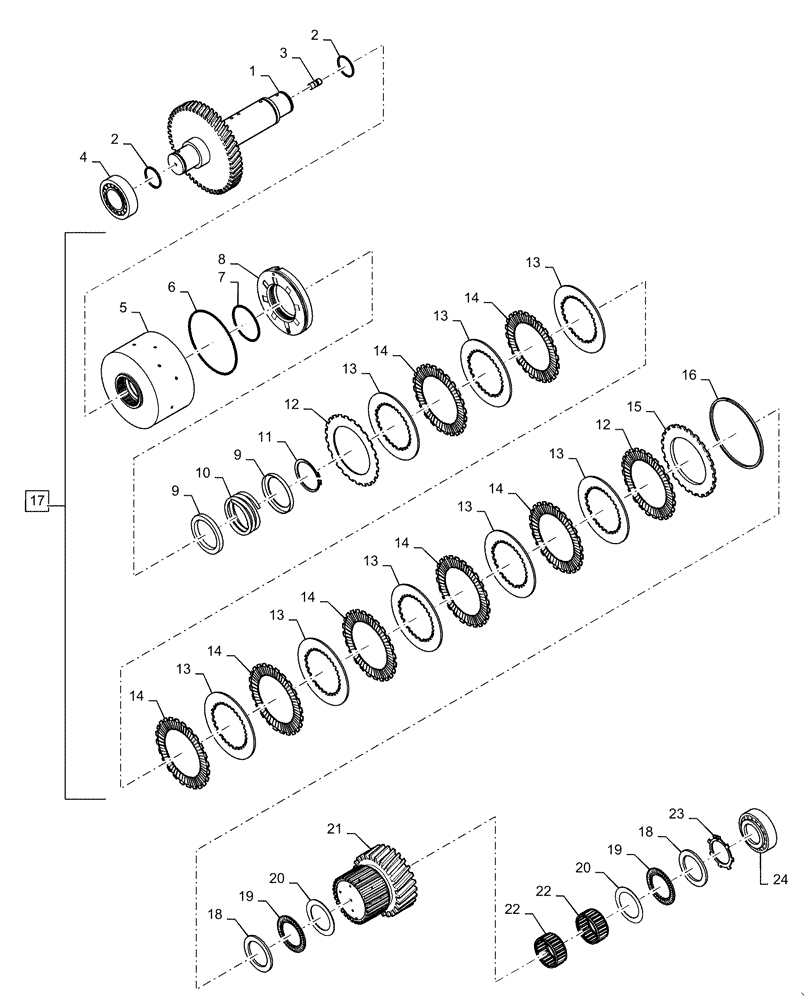 Схема запчастей Case 621F - (21.100.06[01]) - SHAFT ASSY 2ND CLUTCH ASSY (21) - TRANSMISSION