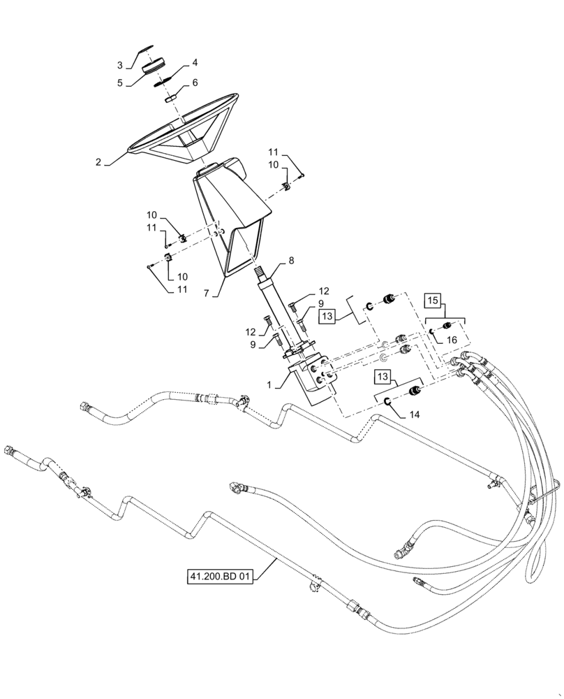 Схема запчастей Case 588H - (41.101.AB[01]) - STEERING COLUMN (41) - STEERING