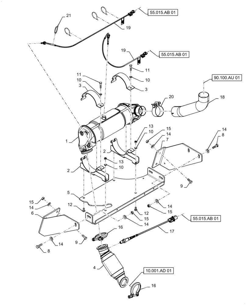 Схема запчастей Case 586H - (10.500.AO[01]) - SCR MUFFLER & MOUNTING PARTS (10) - ENGINE