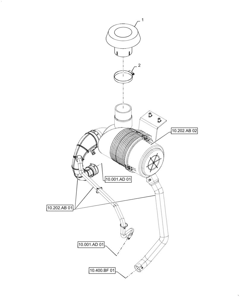 Схема запчастей Case 588H - (10.202.AB[04]) - AIR CLEANER, RAIN CAP (10) - ENGINE