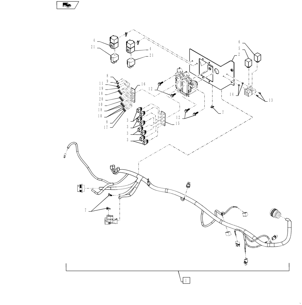 Схема запчастей Case 588H - (55.101.01[03]) - CAB HARNESS ASSEMBLY (55) - ELECTRICAL SYSTEMS