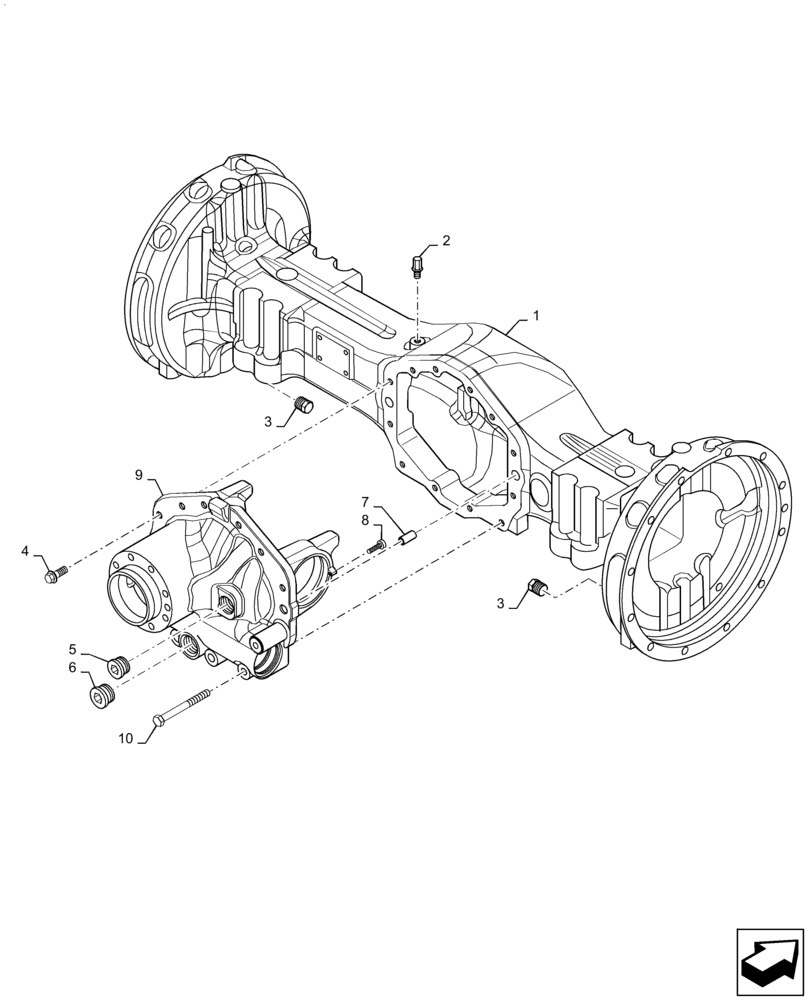 Схема запчастей Case 588H - (25.310.AI[01]) - DRIVE AXLE, HOUSING (25) - FRONT AXLE SYSTEM