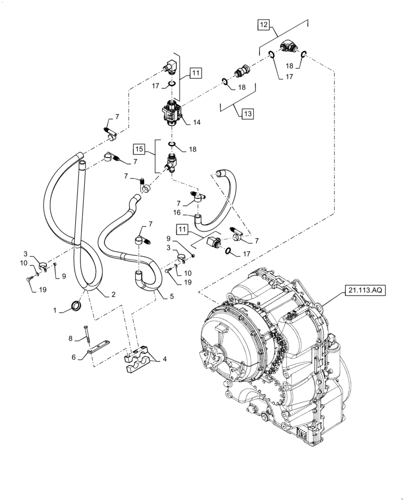 Схема запчастей Case 621F - (21.100.02) - TRANSMISSION 4 SPEED HYDRAULICS (21) - TRANSMISSION