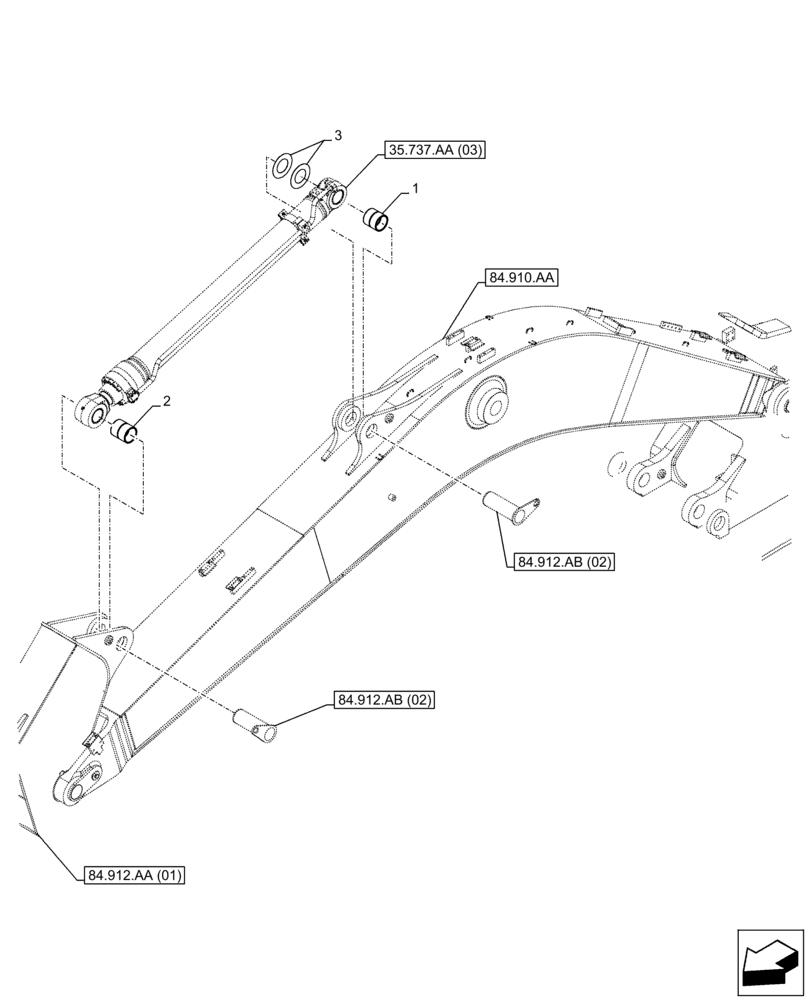 Схема запчастей Case CX300D LC - (84.912.AD[05]) - VAR - 481243 - 481850 - 781180 - ARM, BUSHING (84) - BOOMS, DIPPERS & BUCKETS