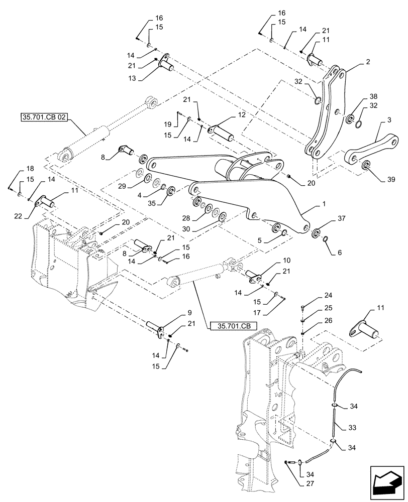 Схема запчастей Case 721F - (39.100.AY[02]) - FRAME - LOADER LIFT (XR) (39) - FRAMES AND BALLASTING