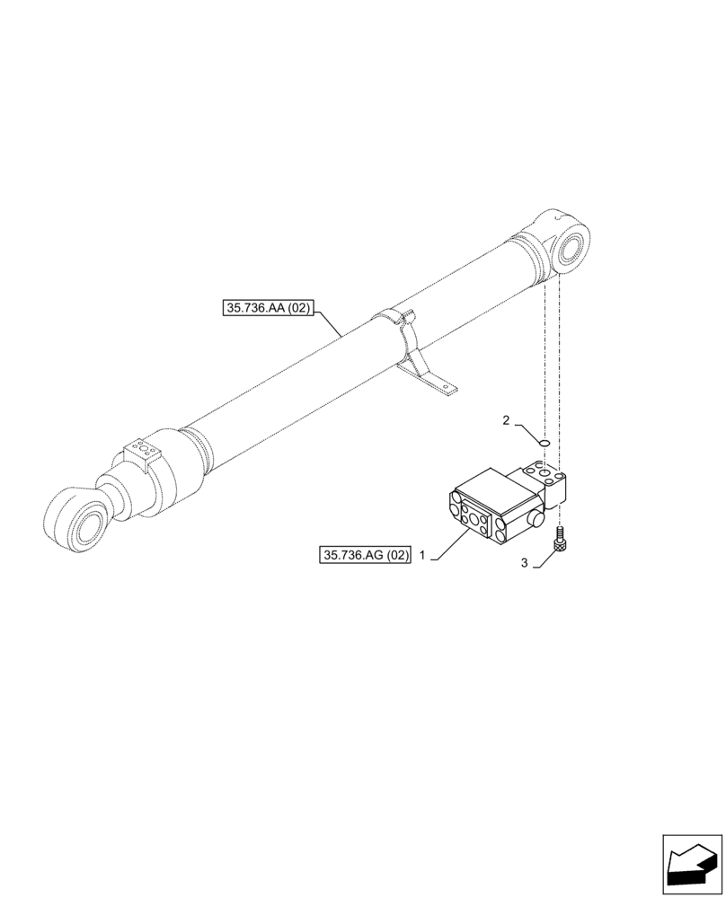 Схема запчастей Case CX300D LC - (35.736.AG[01]) - VAR - 481064 - BOOM, LIFT CYLINDER, SAFETY VALVE, MOUNTING (35) - HYDRAULIC SYSTEMS