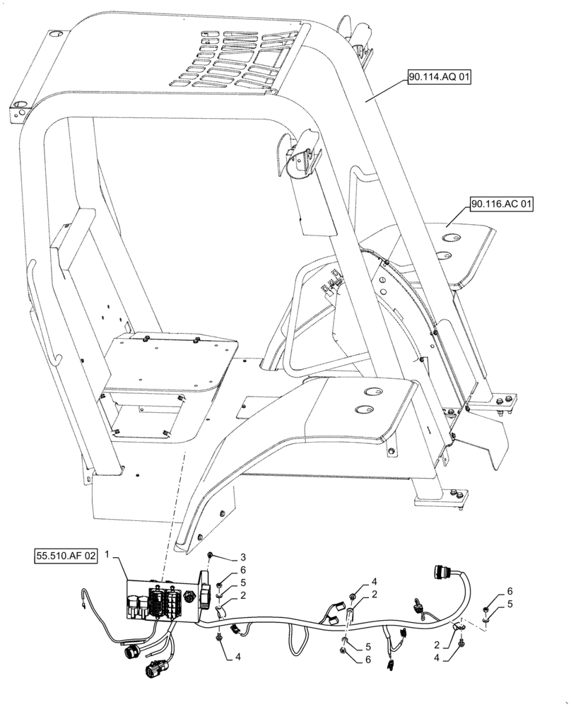 Схема запчастей Case 586H - (55.510.AF[01]) - CAB HARNESS INSTALLATION (55) - ELECTRICAL SYSTEMS