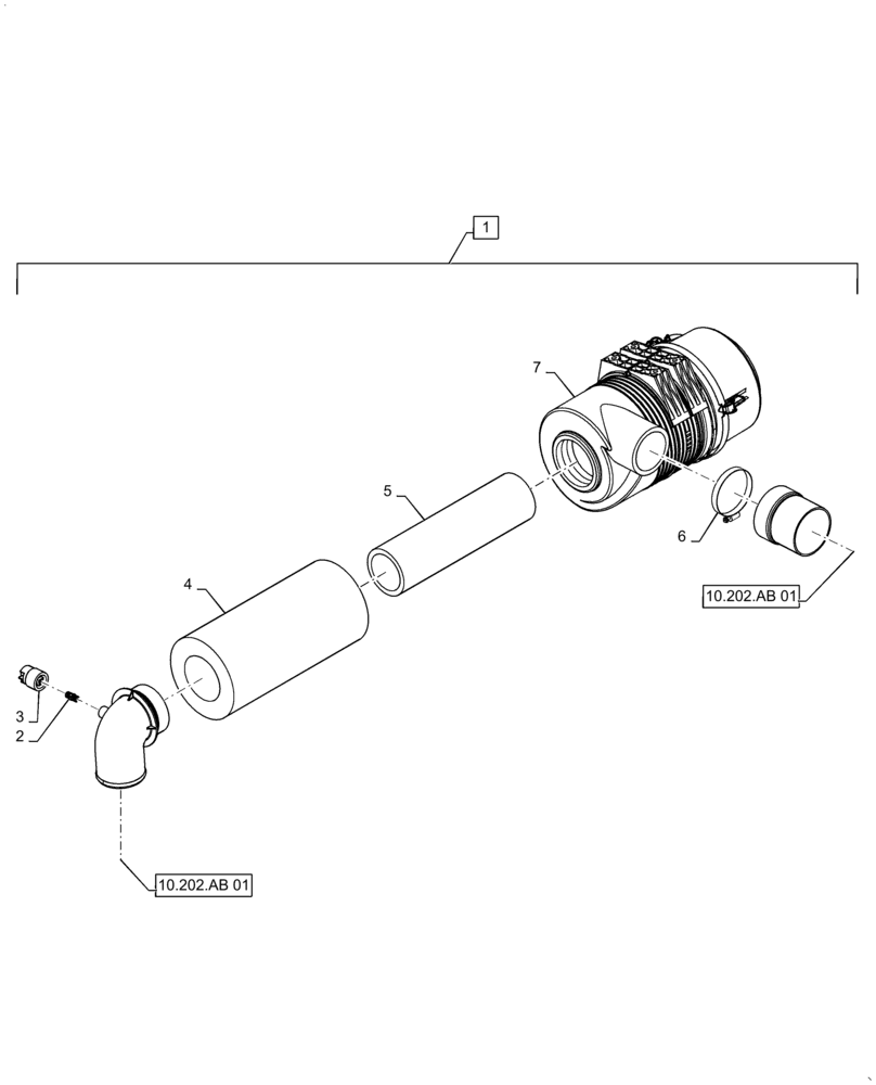 Схема запчастей Case 588H - (10.202.AB[02]) - AIR CLEANER ASSEMBLY (10) - ENGINE